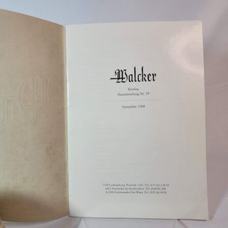 Walcker Katalog Hausmitteilung Nummer 39.